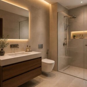 Contemporary Luxury 3BHK bathroom interior design concept for a Bangalore apartment by ModScale Interiors