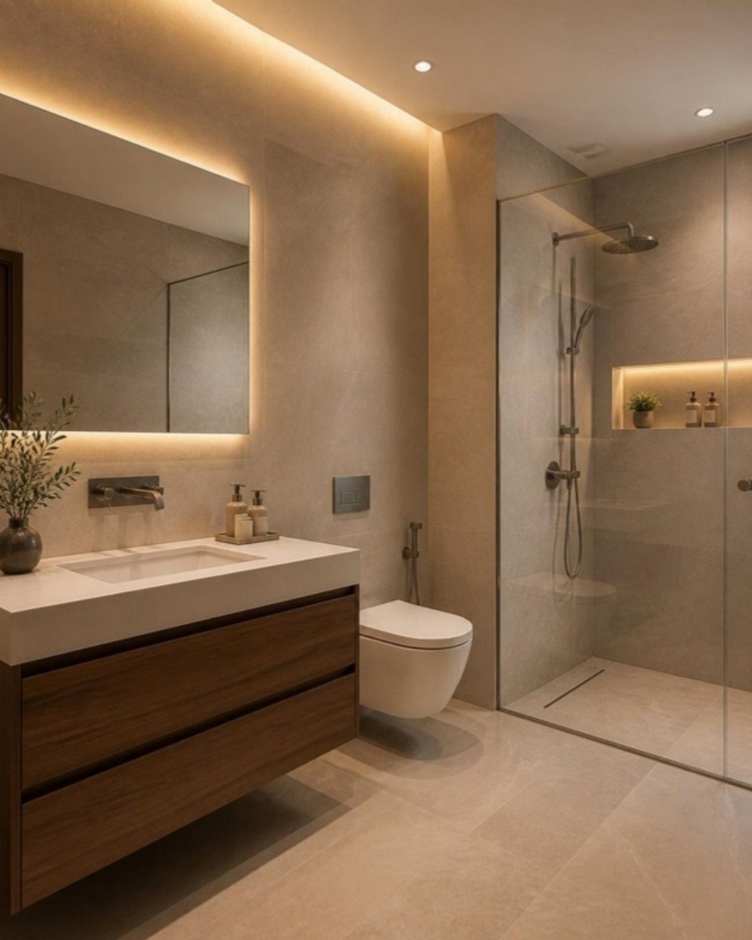 Contemporary Luxury 3BHK bathroom interior design concept for a Bangalore apartment by ModScale Interiors