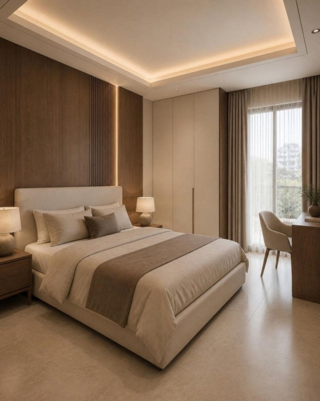 Contemporary Luxury 3BHK guest bedroom interior design concept for a Bangalore apartment by ModScale Interiors