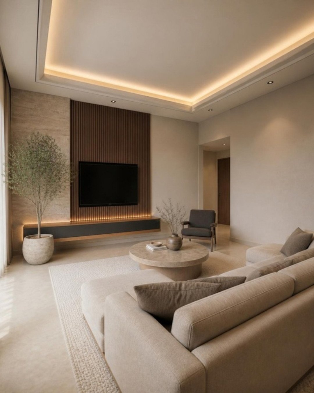 Contemporary Luxury 3BHK living room – second view interior design concept for a Bangalore apartment by ModScale Interiors