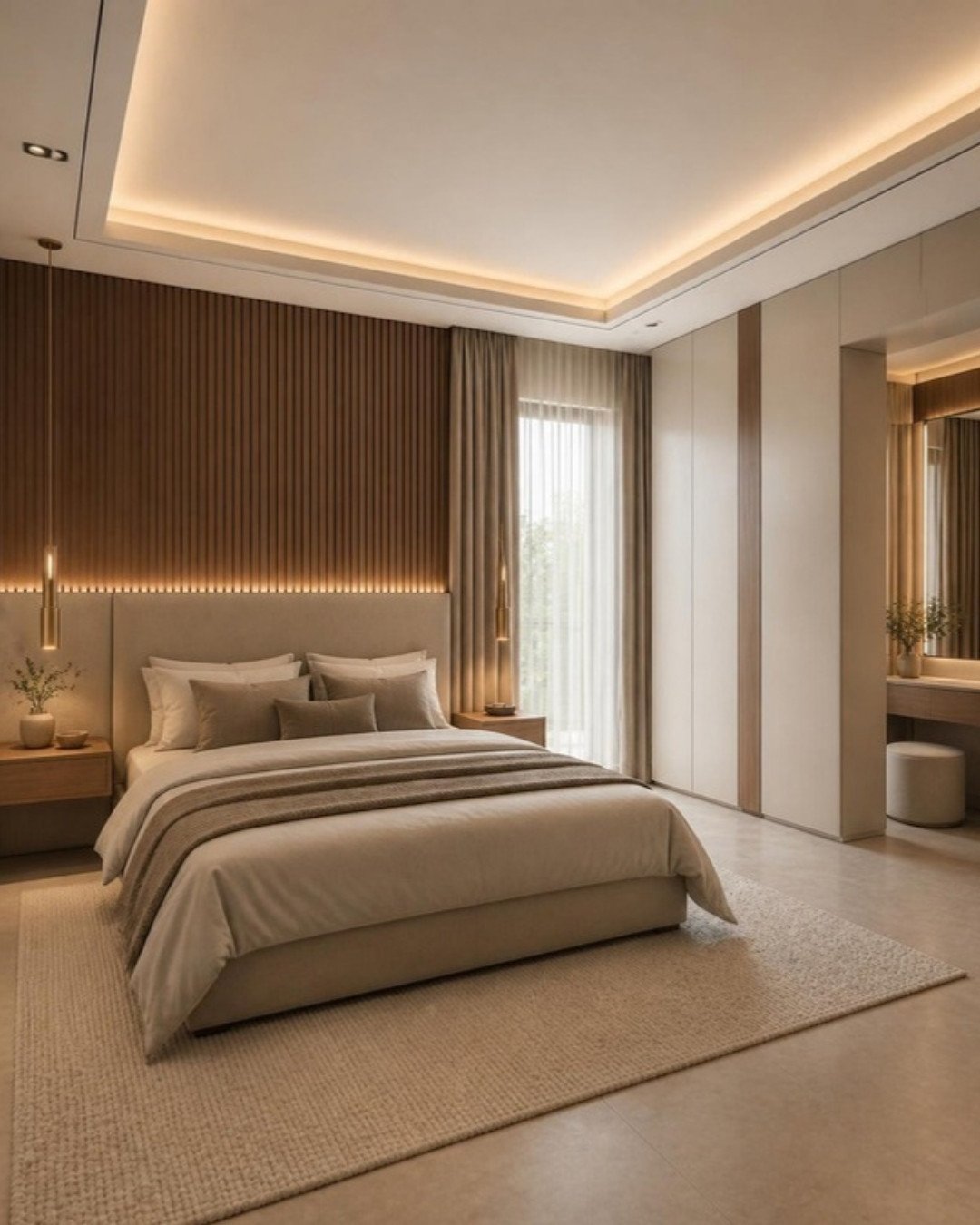 Contemporary Luxury 3BHK master bedroom interior design concept for a Bangalore apartment by ModScale Interiors