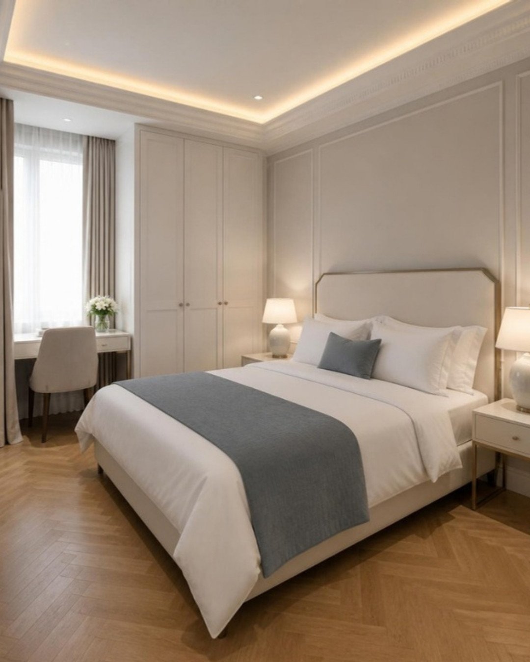 Modern Classic 3BHK guest bedroom interior design concept for a Bangalore apartment by ModScale Interiors