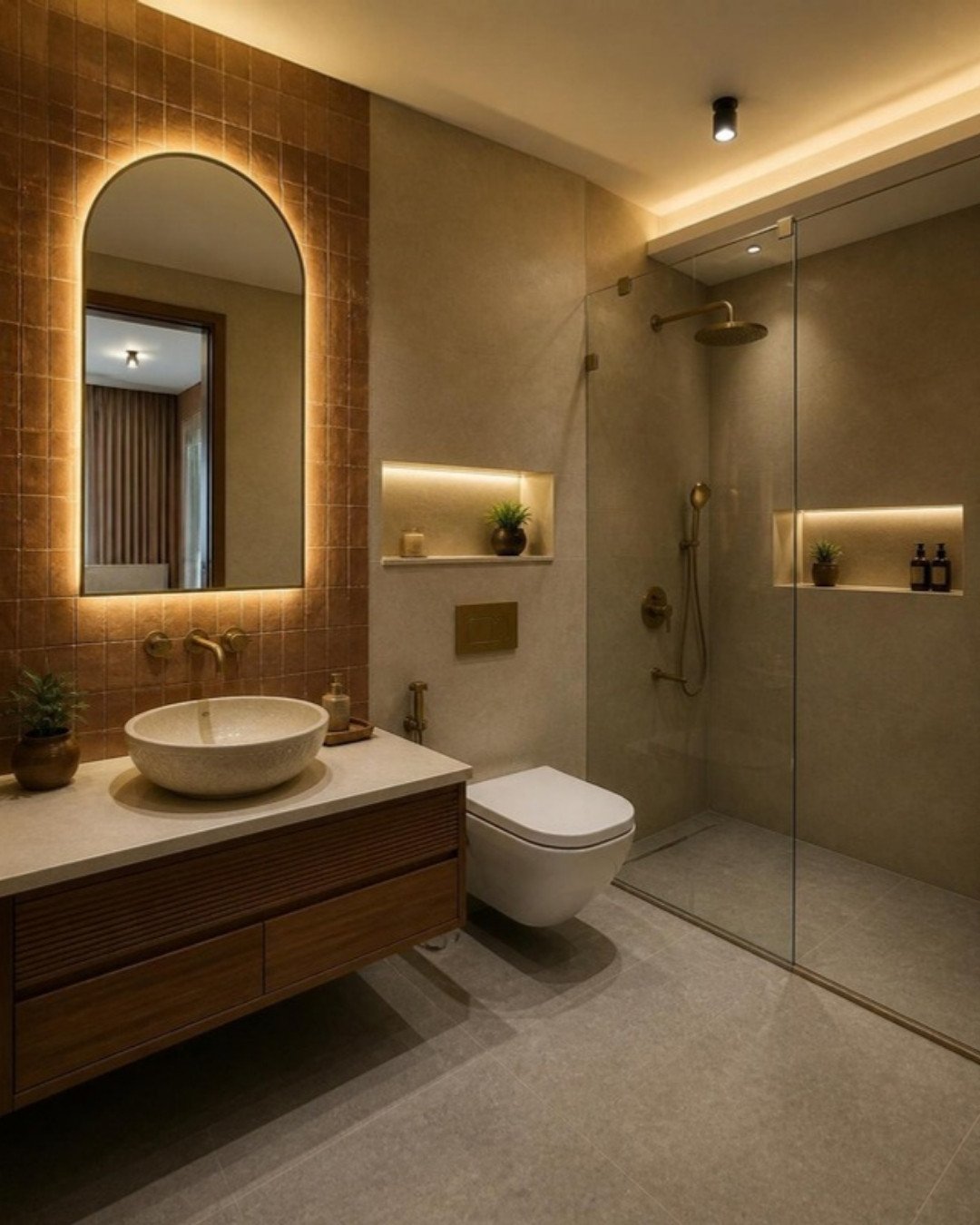 Modern Indian 3BHK bathroom interior design concept for a Bangalore apartment by ModScale Interiors