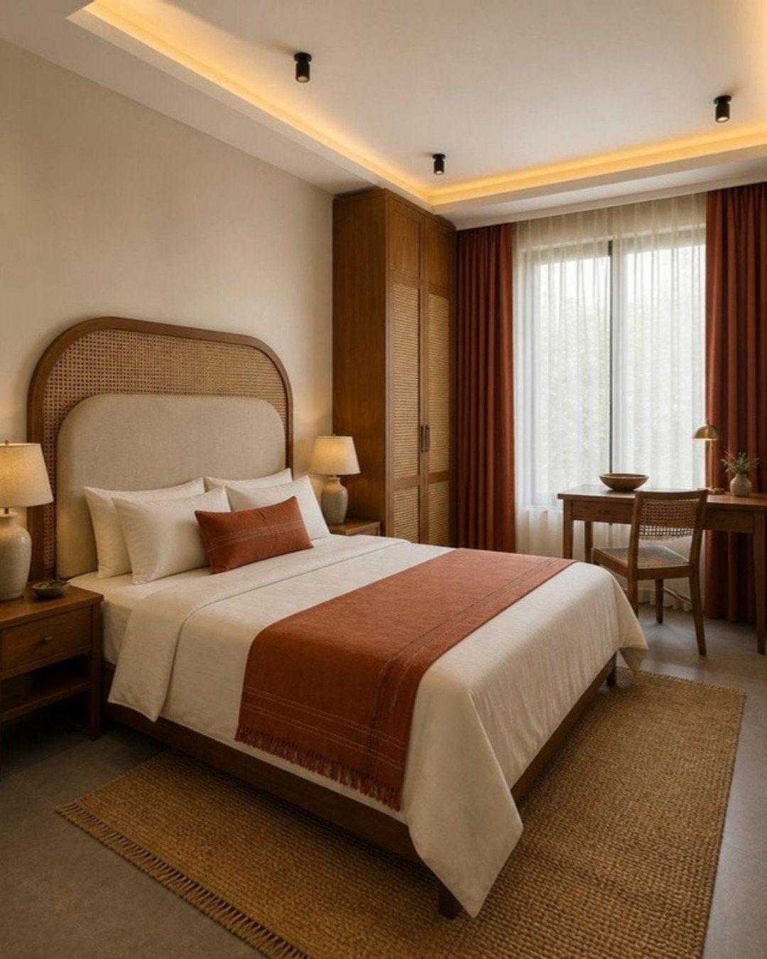 Modern Indian 3BHK guest bedroom interior design concept for a Bangalore apartment by ModScale Interiors