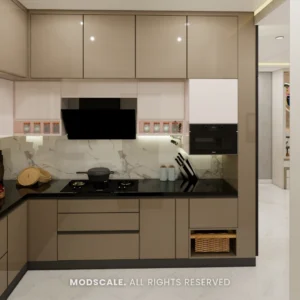 Modular kitchen with tall unit