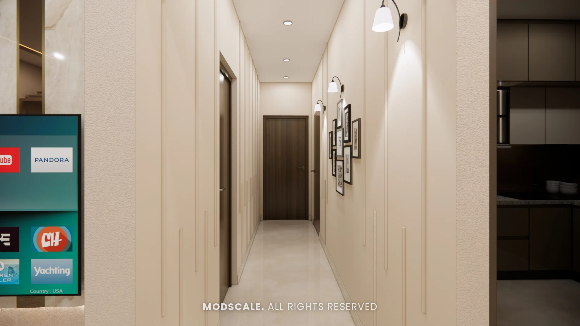 Passage leading from the living room to the bedrooms, Komal’s home interior at Sobha Dream Acres, Varthur